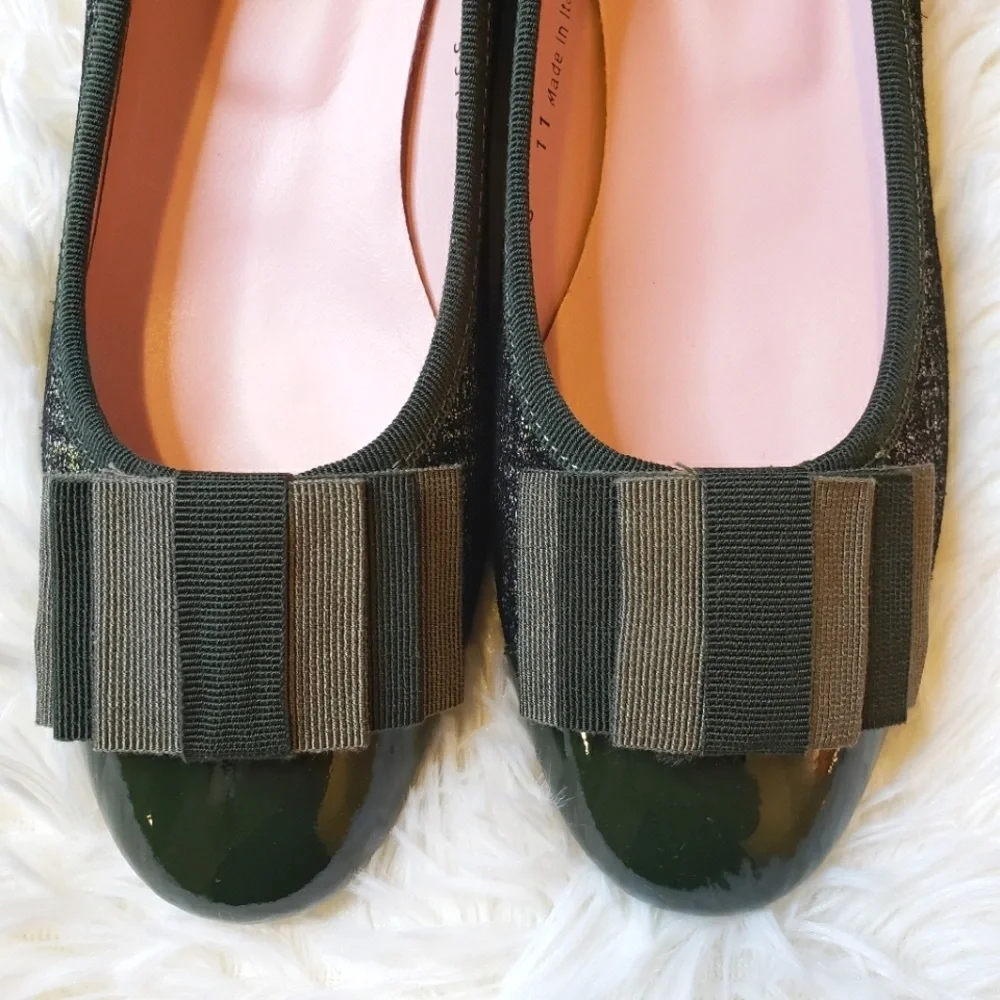 FERCA 81 Italian Genuine Leather Cap Toe Low Heel Green Tweed Pump--NEW--7.5 - Picture 8 of 16